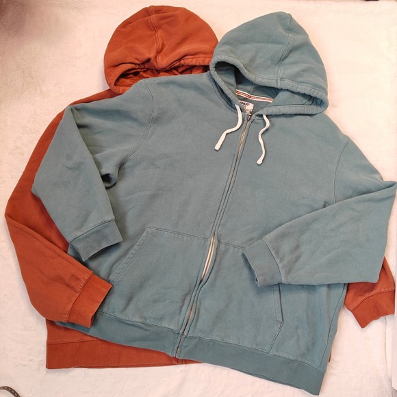 Lands End Mens Hooded Sweater Hoodie 3XL Serious Sweats Full Zip Lot Blue Orange - Picture 2 of 7